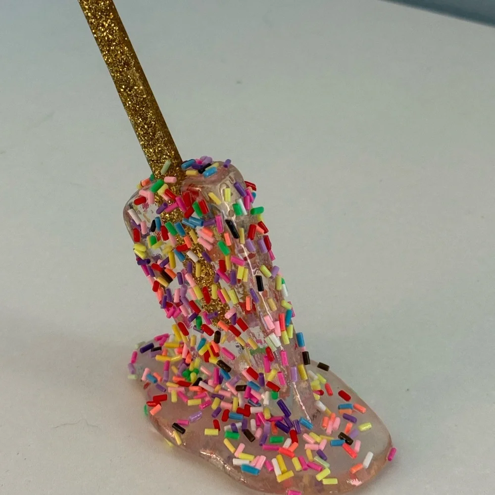 Glitter Popsicle Cake Topper with Sprinkles